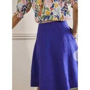 BODEN Panelled Linen Mini Skirt Blue NWT US 20-22R UK 22R